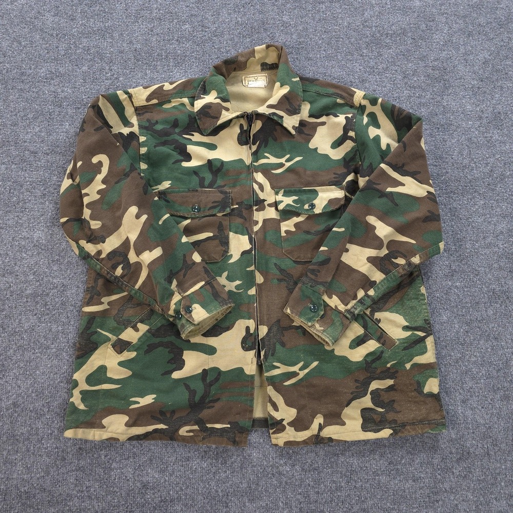 Vintage Deerskin Jacket Mens Large Camo‎ Hunting Field Coat 80s USA